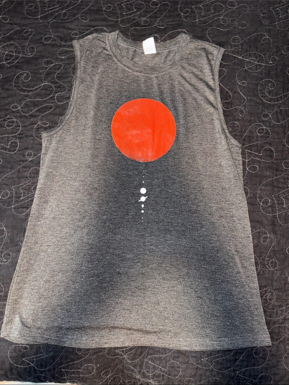 Gray Sleeveless Graphic Tank with Red Circle